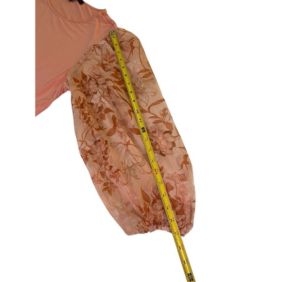 Marc New York Andrew Marc Womens Medium Peach Long Sleeve Floral Sheer Sleeves - Picture 7 of 10